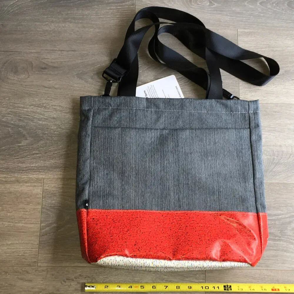 Rareform Cora Everyday Tote Billboard Vinyl Shoulder Bag Grey Red OOAK NWT